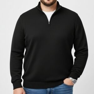 New Men's Quarter Zip Sweater Mock Neck Long Sleeve Ribbed Knit 2XL $40